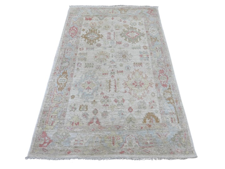 4'0" x 6'3" New Hand Knotted Ivory Wool Rectangle Oriental Rug - MOA10221544