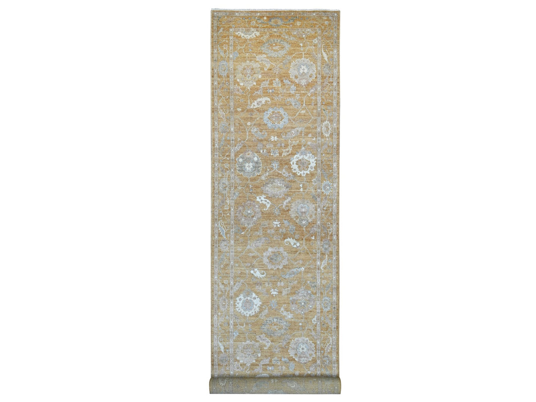4'0" x 19'8" New Hand Knotted Brown Wool Runner Oriental Rug - MOA10221545