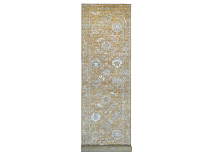 4'0" x 19'8" New Hand Knotted Brown Wool Runner Oriental Rug - MOA10221545
