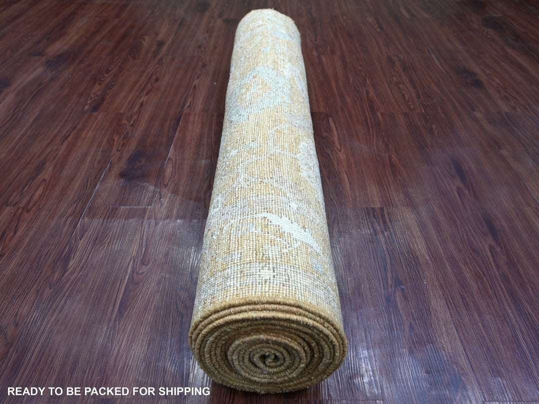 4'0" x 19'8" New Hand Knotted Brown Wool Runner Oriental Rug - MOA10221545