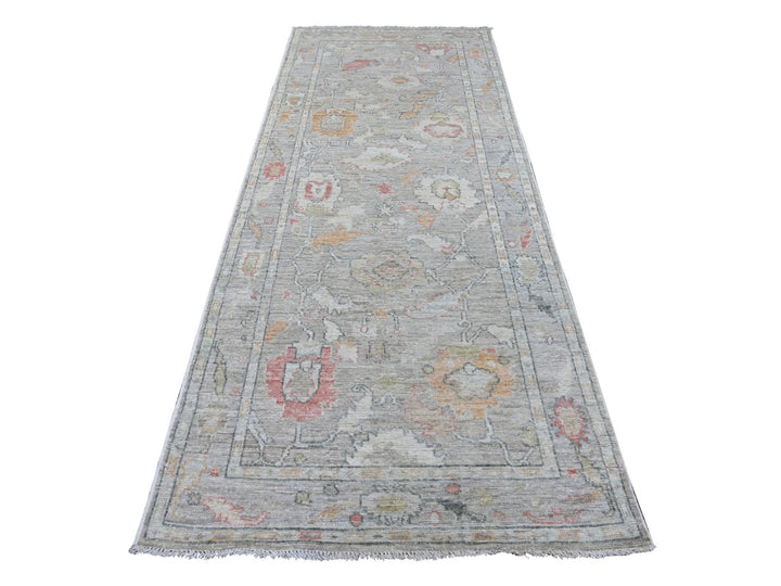 4'0" x 9'8" New Hand Knotted Grey Wool Runner Oriental Rug - MOA10221546