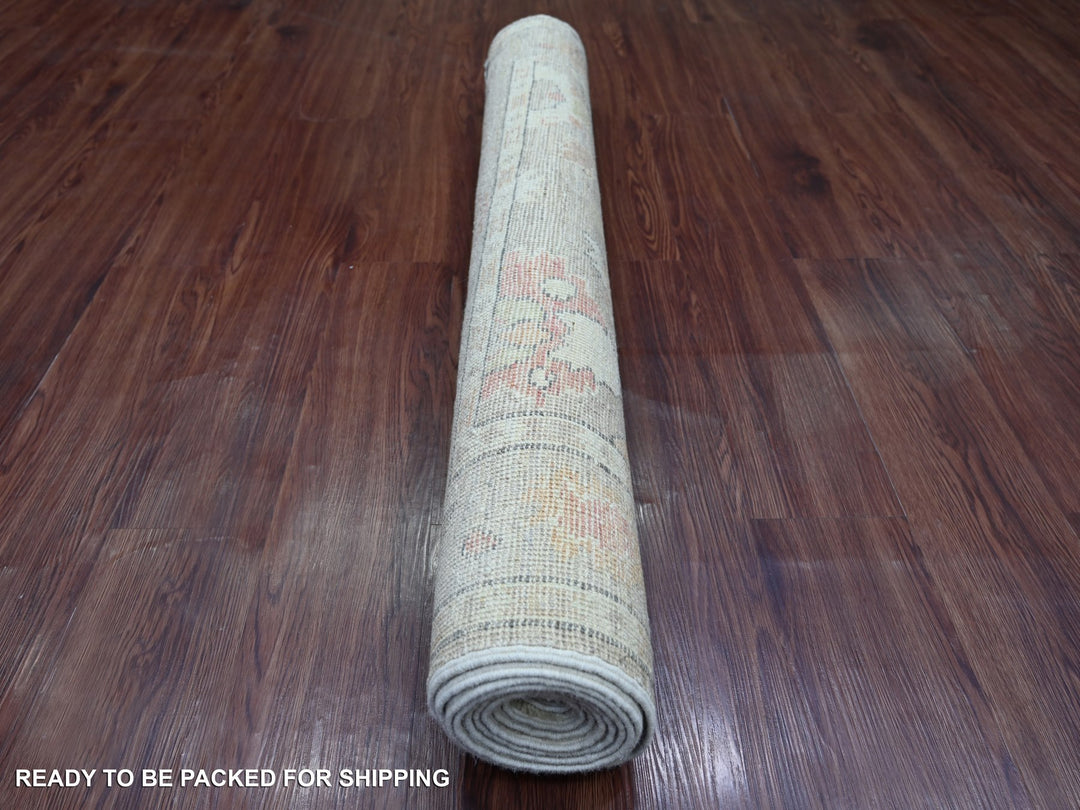 4'0" x 9'8" New Hand Knotted Grey Wool Runner Oriental Rug - MOA10221546