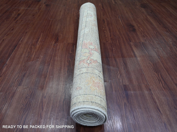 4'0" x 9'8" New Hand Knotted Grey Wool Runner Oriental Rug - MOA10221546
