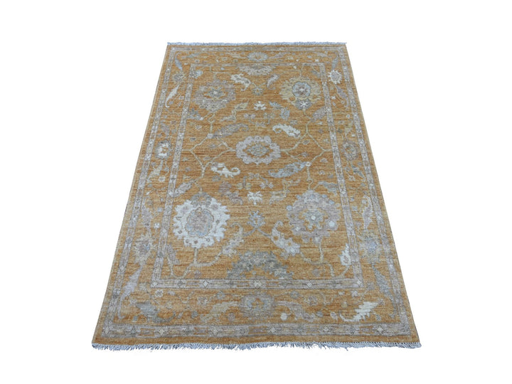 3'10" x 5'9" New Hand Knotted Brown Wool Rectangle Oriental Rug - MOA10221547