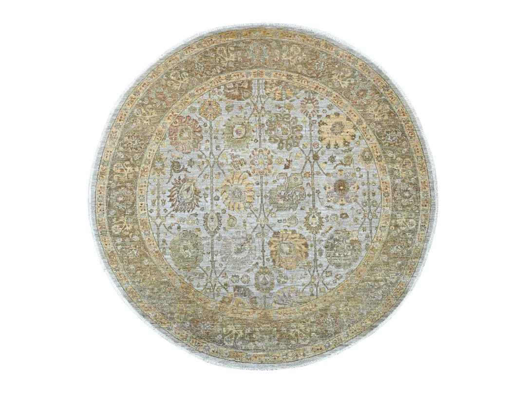 8'1" x 8'4" New Hand Knotted Grey Wool Round Oriental Rug - MOA10221548