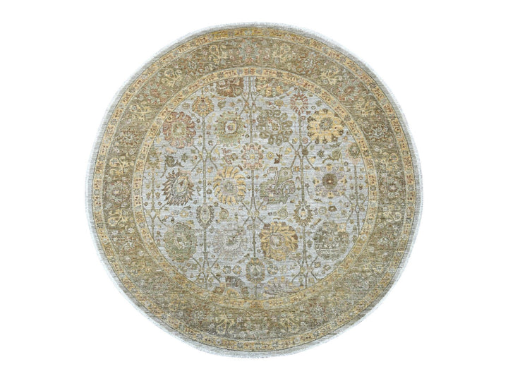 8'1" x 8'4" New Hand Knotted Grey Wool Round Oriental Rug - MOA10221548