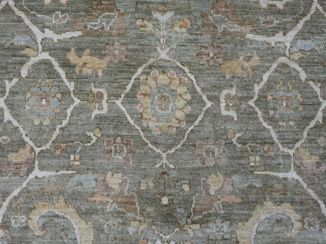 8'1" x 8'2" New Hand Knotted Green Wool Round Oriental Rug - MOA10221549