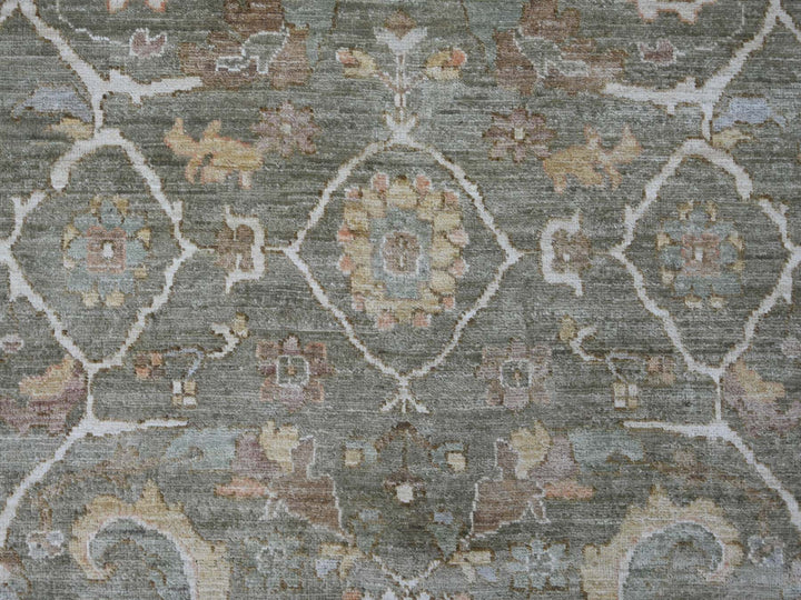 8'1" x 8'2" New Hand Knotted Green Wool Round Oriental Rug - MOA10221549