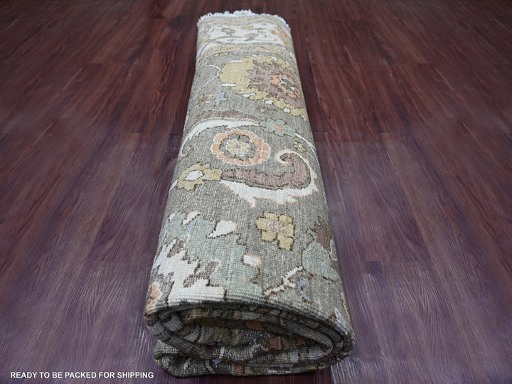 8'1" x 8'2" New Hand Knotted Green Wool Round Oriental Rug - MOA10221549