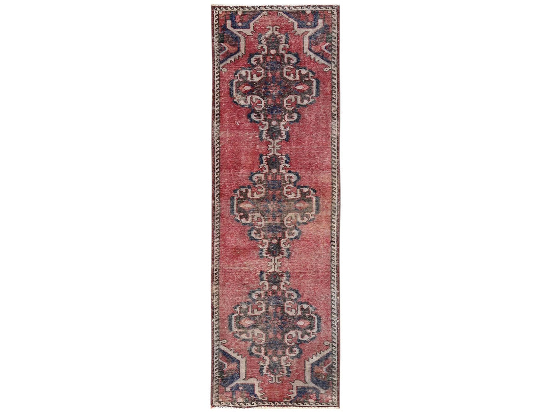 2'6" x 8'6" Vintage Hand Knotted Red Wool Runner Oriental Rug - MOA1022154
