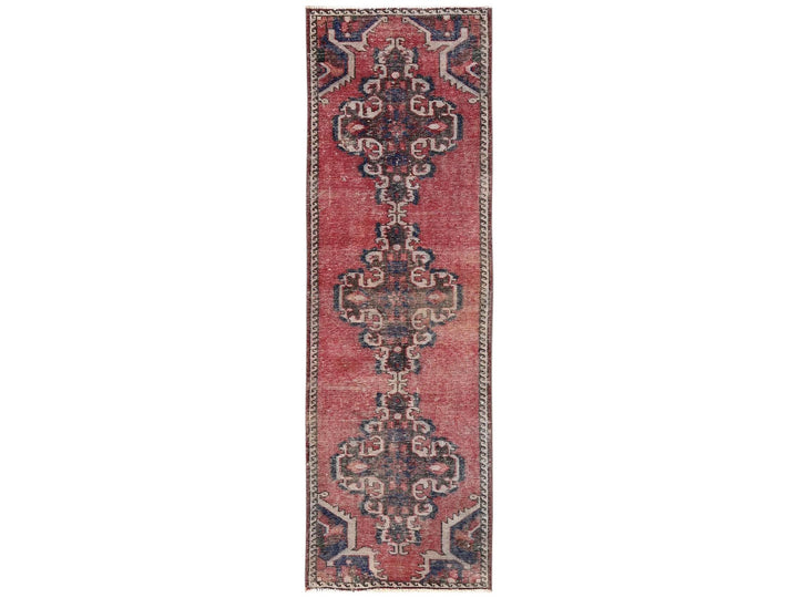 2'6" x 8'6" Vintage Hand Knotted Red Wool Runner Oriental Rug - MOA1022154
