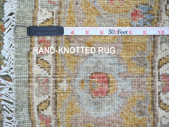 6'1" x 6'2" New Hand Knotted Green Wool Round Oriental Rug - MOA10221551