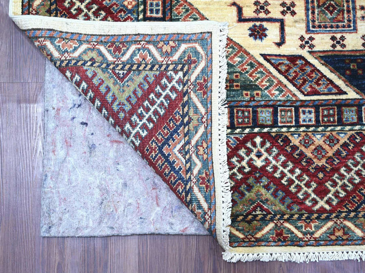 5'11" x 9'1" New Hand Knotted Ivory Wool Rectangle Oriental Rug - MOA10221552