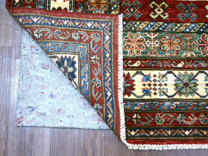 5'11" x 9'4" New Hand Knotted Red Wool Rectangle Oriental Rug - MOA10221553