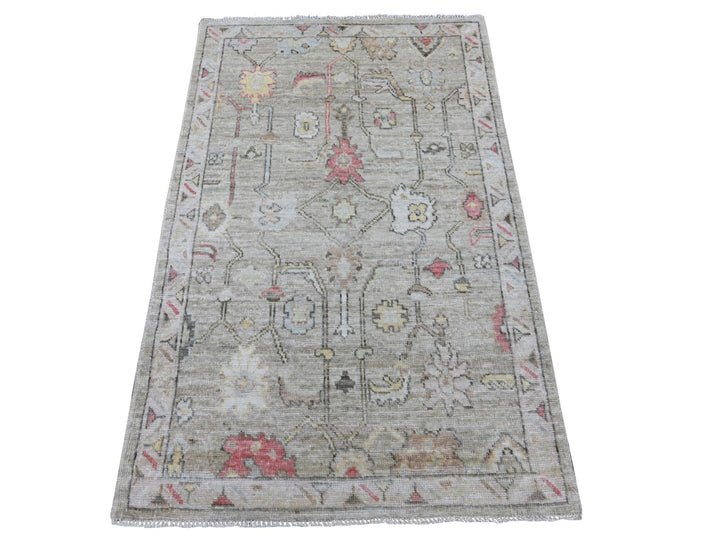 3'3" x 5'2" New Hand Knotted Grey Wool Rectangle Oriental Rug - MOA10221555