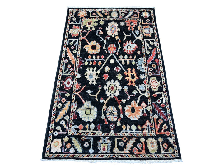 3'2" x 5'0" New Hand Knotted Black Wool Rectangle Oriental Rug - MOA10221556