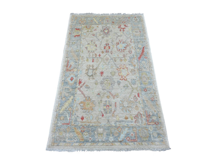 3'1" x 5'0" New Hand Knotted Grey Wool Rectangle Oriental Rug - MOA10221557