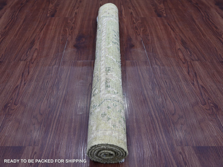 3'0" x 4'10" New Hand Knotted Green Wool Rectangle Oriental Rug - MOA10221558