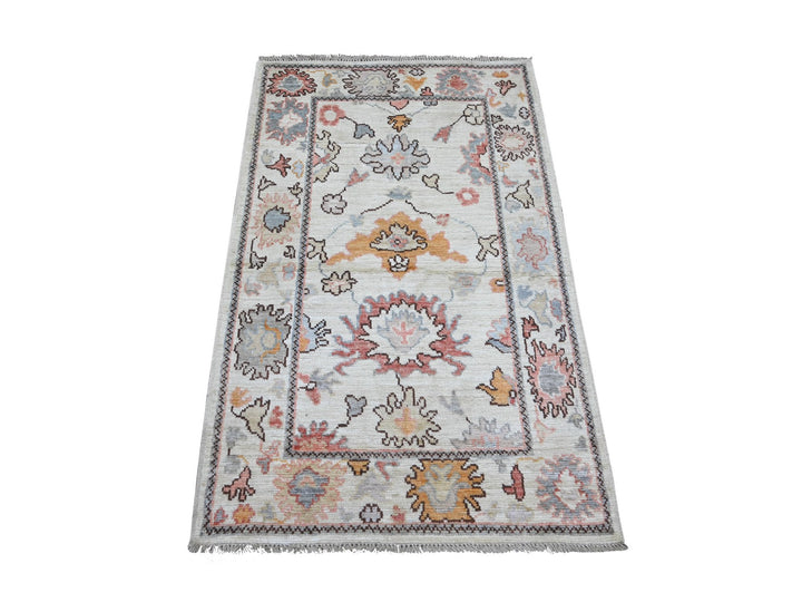 3'0" x 4'9" New Hand Knotted Ivory Wool Rectangle Oriental Rug - MOA10221559