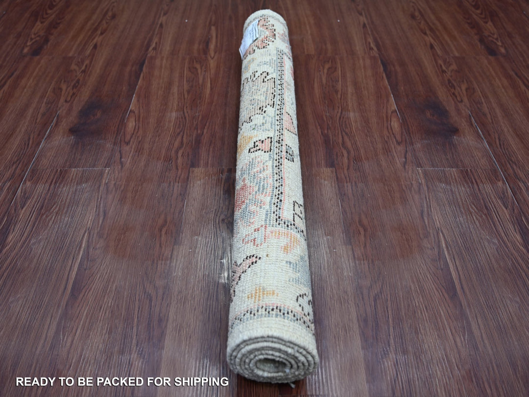 3'0" x 4'9" New Hand Knotted Ivory Wool Rectangle Oriental Rug - MOA10221559