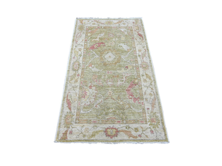 3'0" x 5'1" New Hand Knotted Green Wool Rectangle Oriental Rug - MOA10221563