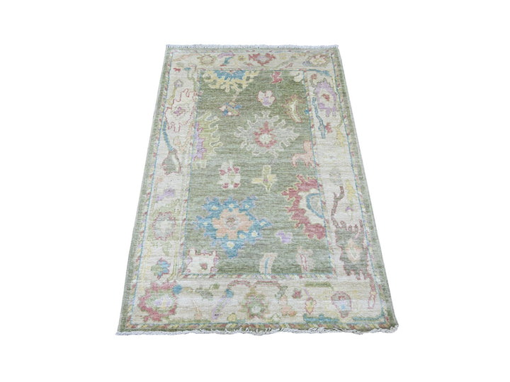 3'3" x 4'11" New Hand Knotted Green Wool Rectangle Oriental Rug - MOA10221564