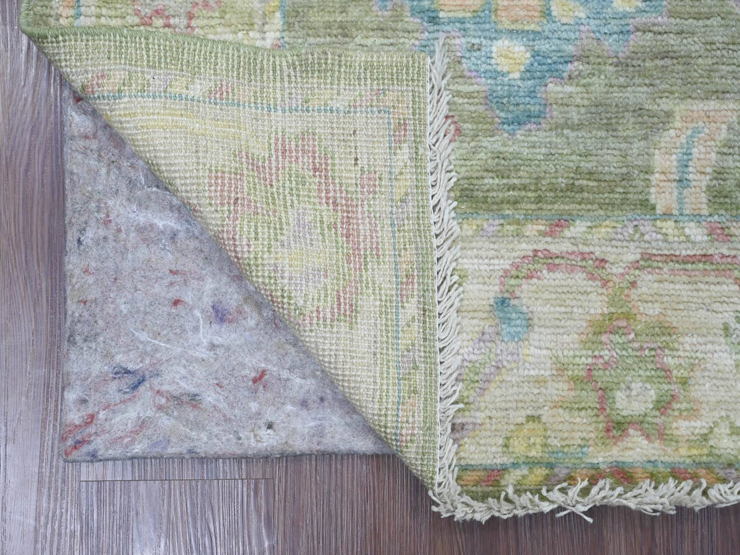 3'3" x 4'11" New Hand Knotted Green Wool Rectangle Oriental Rug - MOA10221564