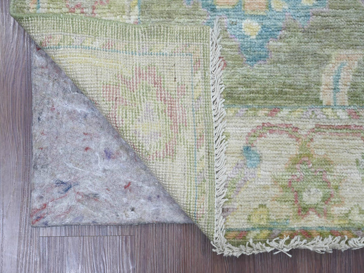 3'3" x 4'11" New Hand Knotted Green Wool Rectangle Oriental Rug - MOA10221564