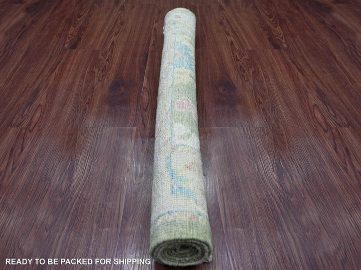 3'3" x 4'11" New Hand Knotted Green Wool Rectangle Oriental Rug - MOA10221564