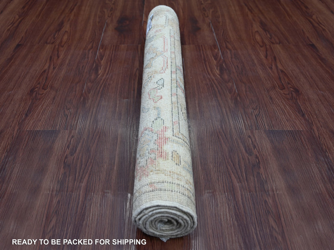 2'8" x 5'11" New Hand Knotted Grey Wool Runner Oriental Rug - MOA10221567