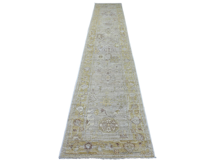 2'9" x 15'2" New Hand Knotted Grey Wool Runner Oriental Rug - MOA10221569