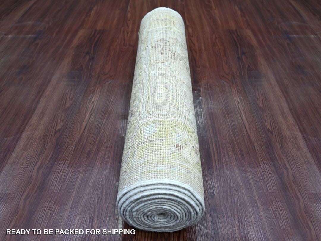 2'9" x 15'2" New Hand Knotted Grey Wool Runner Oriental Rug - MOA10221569