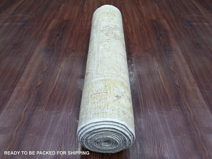 2'9" x 15'2" New Hand Knotted Grey Wool Runner Oriental Rug - MOA10221569