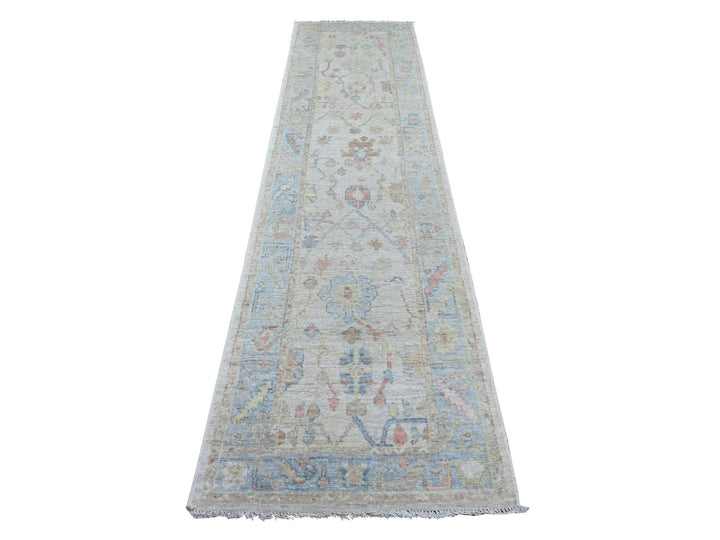2'10" x 11'5" New Hand Knotted Grey Wool Runner Oriental Rug - MOA10221570