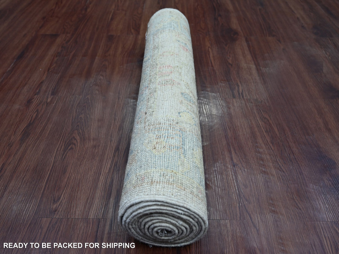 2'10" x 11'5" New Hand Knotted Grey Wool Runner Oriental Rug - MOA10221570