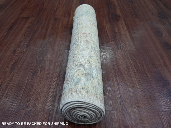 2'10" x 11'5" New Hand Knotted Grey Wool Runner Oriental Rug - MOA10221570