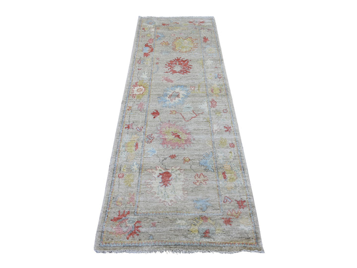 2'9" x 7'10" New Hand Knotted Grey Wool Runner Oriental Rug - MOA10221571