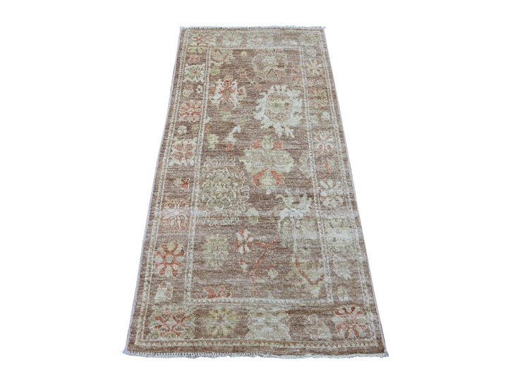 2'10" x 5'11" New Hand Knotted Brown Wool Runner Oriental Rug - MOA10221572