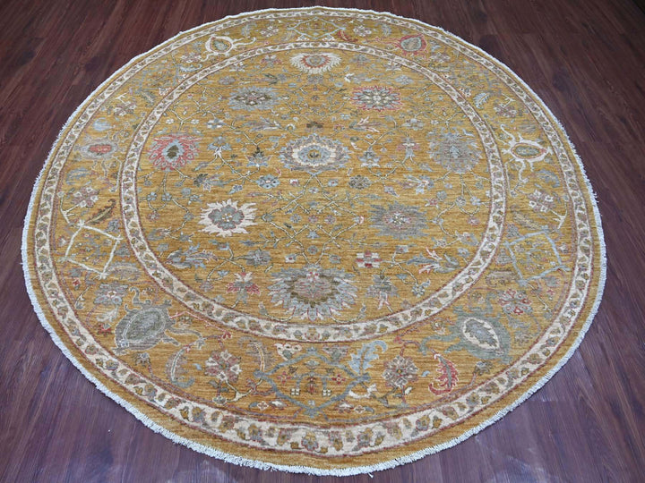 7'11" x 8'2" New Hand Knotted Brown Wool Round Oriental Rug - MOA10221576
