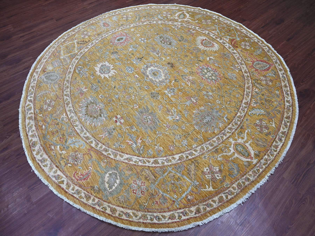 7'11" x 8'2" New Hand Knotted Brown Wool Round Oriental Rug - MOA10221576