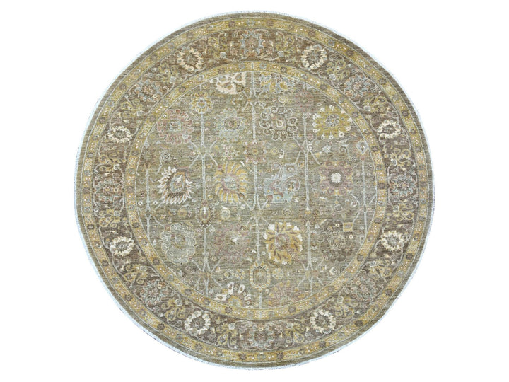 8'1" x 8'1" New Hand Knotted Grey Wool Round Oriental Rug - MOA10221577
