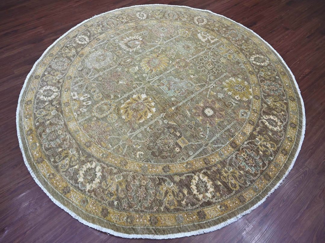 8'1" x 8'1" New Hand Knotted Grey Wool Round Oriental Rug - MOA10221577
