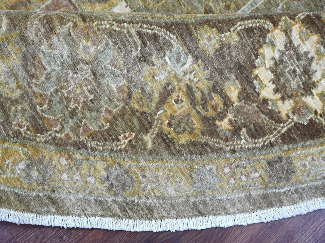 8'1" x 8'1" New Hand Knotted Grey Wool Round Oriental Rug - MOA10221577