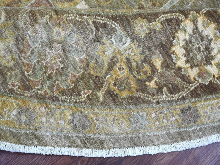 8'1" x 8'1" New Hand Knotted Grey Wool Round Oriental Rug - MOA10221577