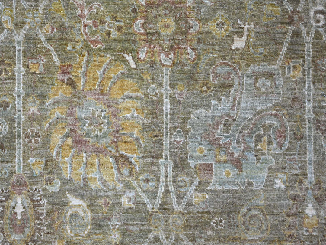 8'1" x 8'1" New Hand Knotted Grey Wool Round Oriental Rug - MOA10221577