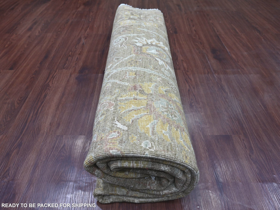 8'1" x 8'1" New Hand Knotted Grey Wool Round Oriental Rug - MOA10221577