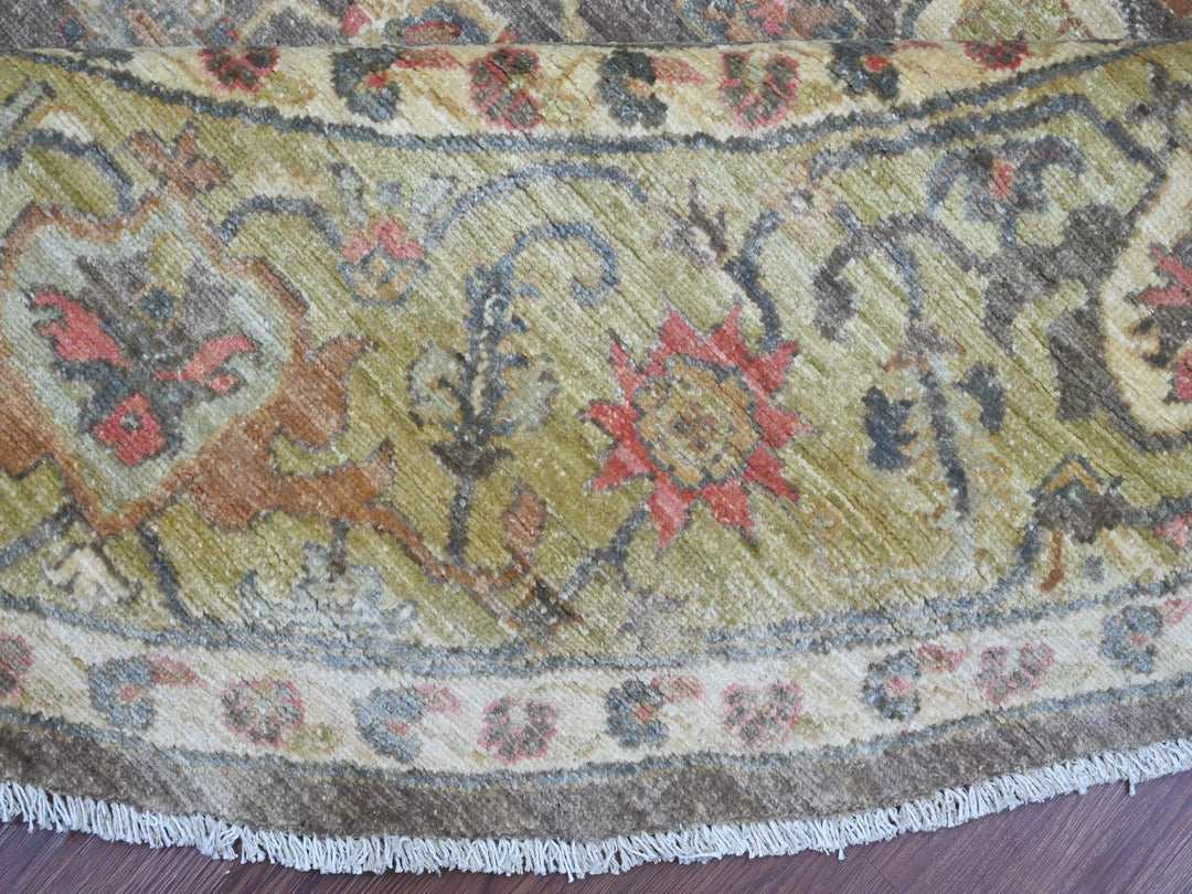 7'10" x 7'10" New Hand Knotted Grey Wool Round Oriental Rug - MOA10221578