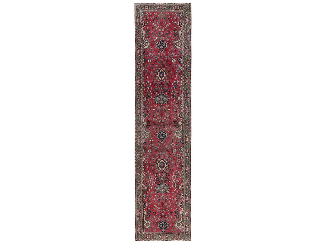 2'7" x 12'5" Vintage Hand Knotted Red Wool Runner Oriental Rug - MOA1022157