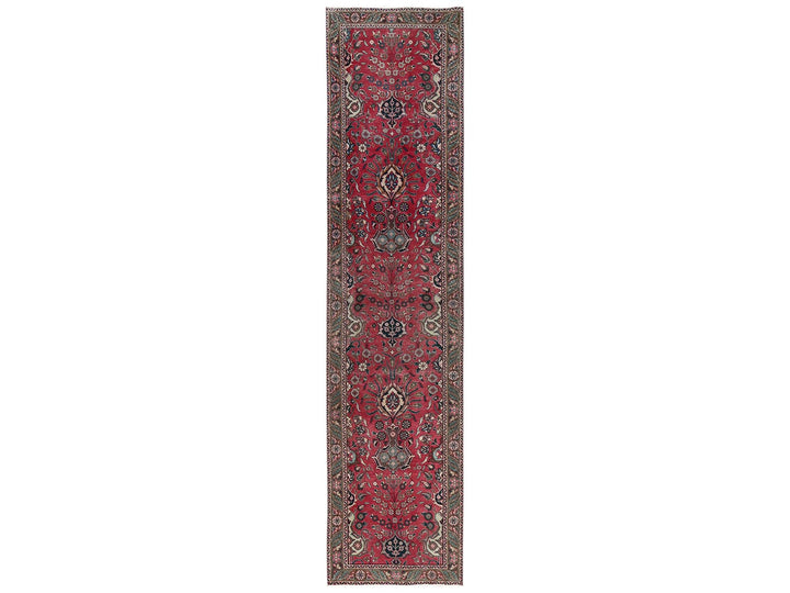 2'7" x 12'5" Vintage Hand Knotted Red Wool Runner Oriental Rug - MOA1022157