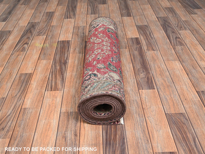 2'7" x 12'5" Vintage Hand Knotted Red Wool Runner Oriental Rug - MOA1022157